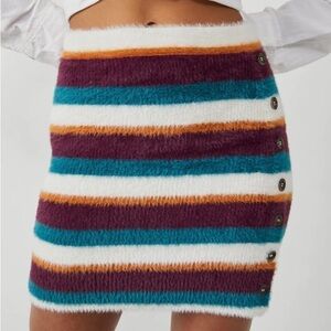 Free People Fig Jam Combo Ciara Fuzzy Sweater Mini Skirt size Small